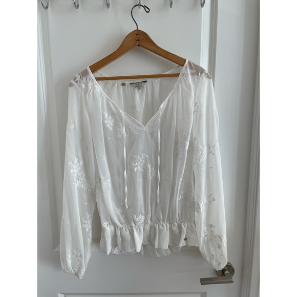 White Sheer Embroidered Shirt - Picture 1 of 2